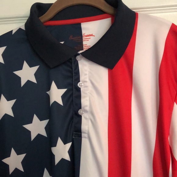 Patriotic Short Sleeve Polo 100% Polyester - Picture 2 of 4
